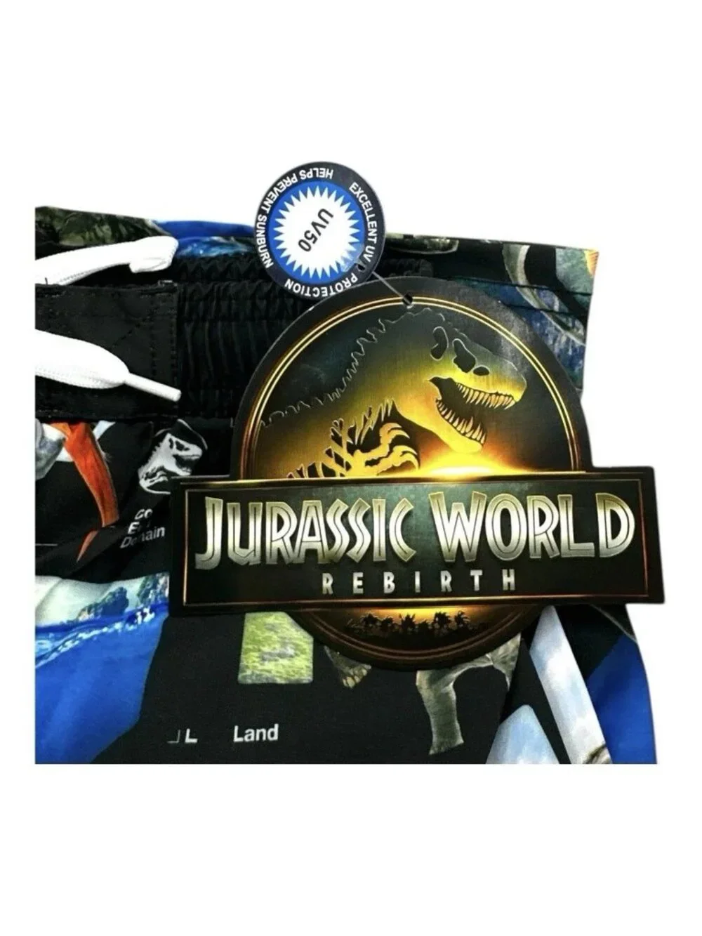 Jurassic World Rebirth Boys Swim Trunks Dinosaur Print BlackShorts Sz 4/5 #26285